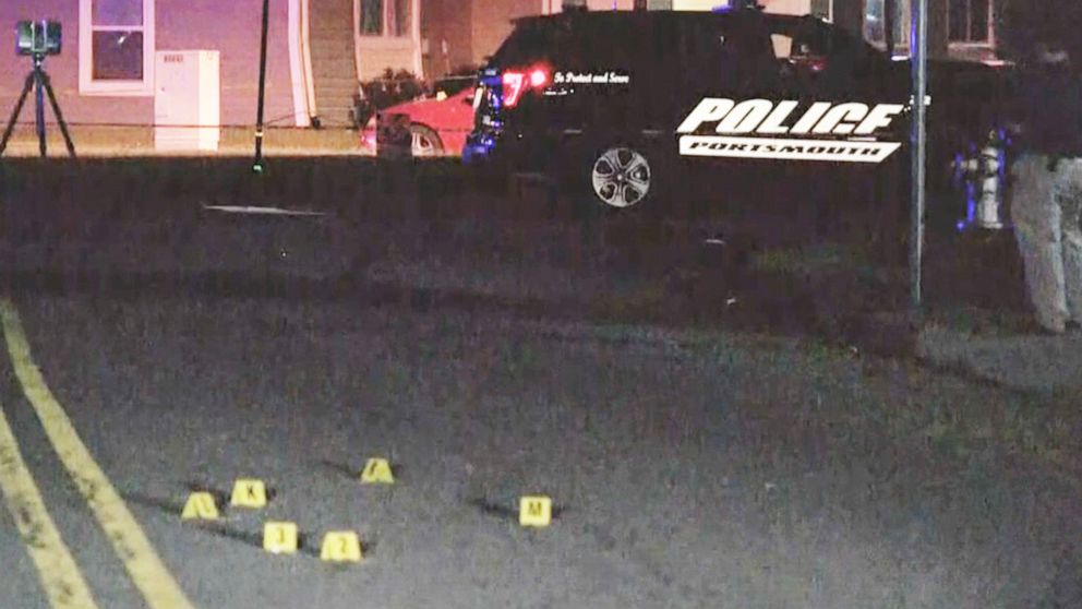 PHOTO: Bullet casing markers litter the scene of a fatal shooting of a 15 year old on the 200 block of Chowan Drive in Portsmouth, Va., Aug. 2, 2021.