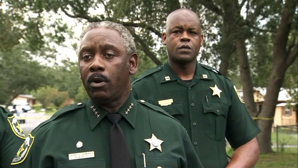 PHOTO: Orange County, Fla., Sheriff Jerry Demings makes a statement about a shooting in Pine Hills, Fla., that killed a pregnant woman and injured two children on July 16, 2018.