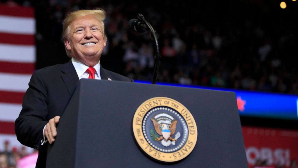 PHOTO: President Donald Trump speaks at a campaign rally in Grand Rapids, Mich., March 28, 2019.