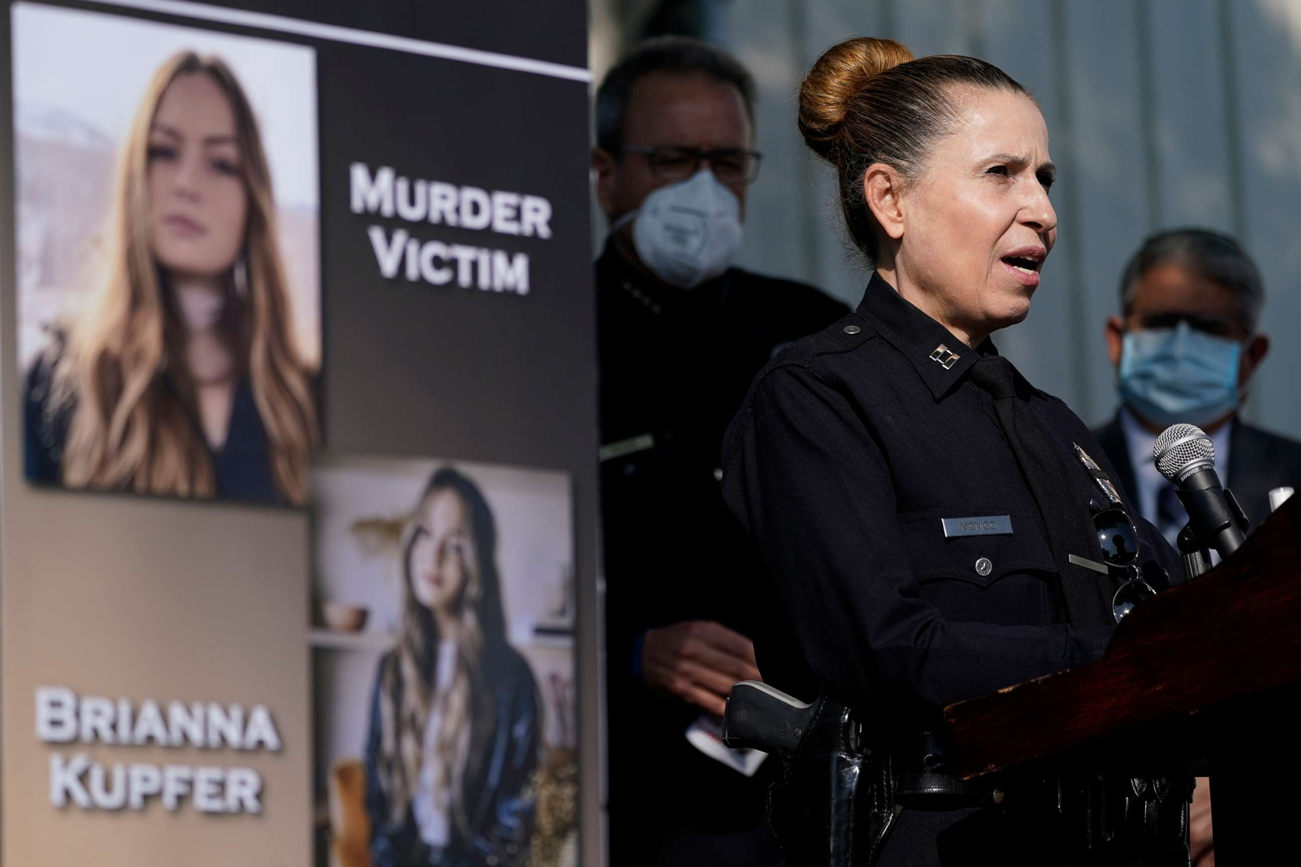 PHOTO: Los Angeles Police Department Capt. Sonia Monico speaks at a news conference about Brianna Kupfer, Jan. 18, 2022, in Los Angeles.
