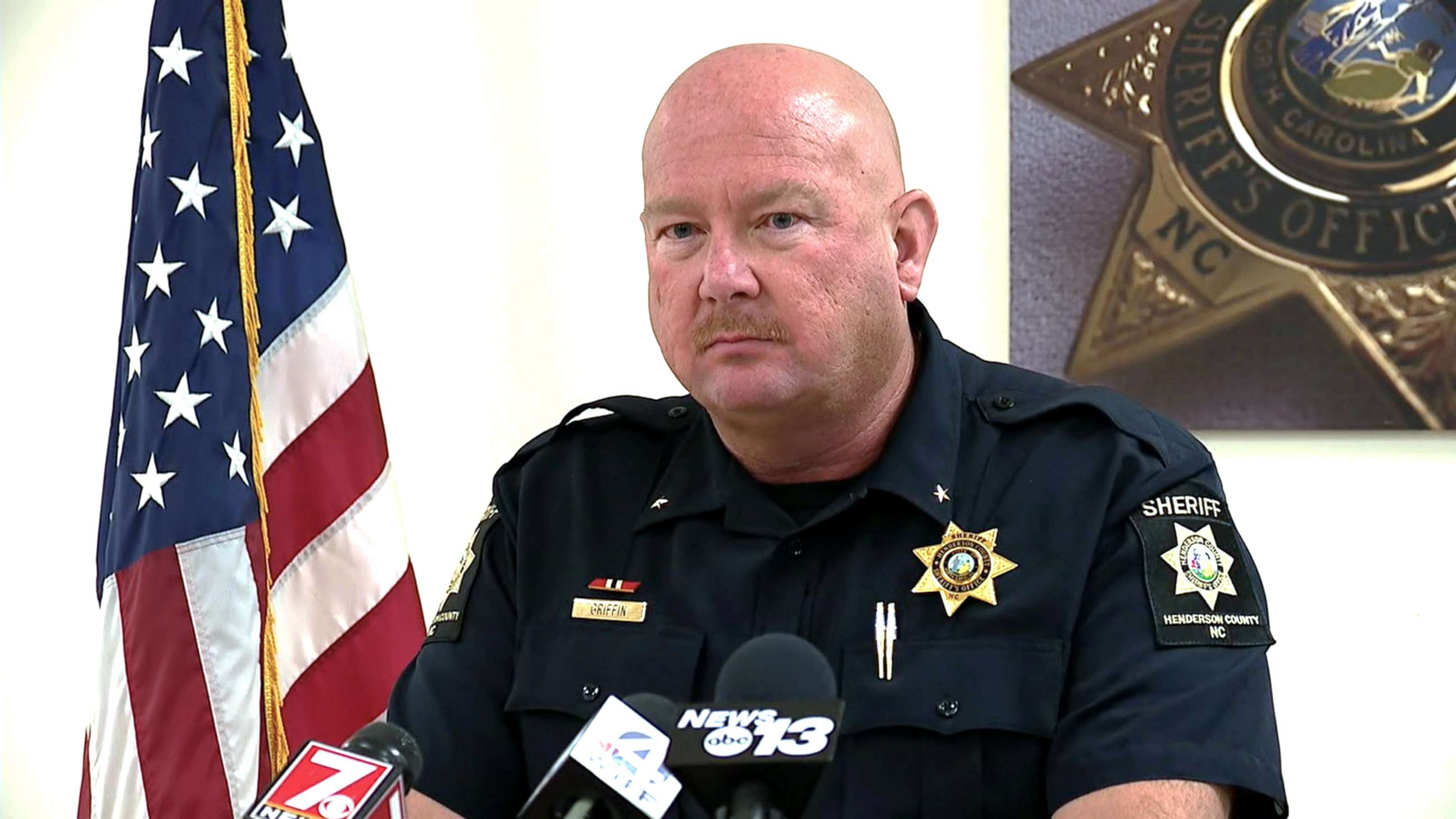 PHOTO: Henderson County Sheriff Lowell Griffin addresses the media on May, 10, 2019.