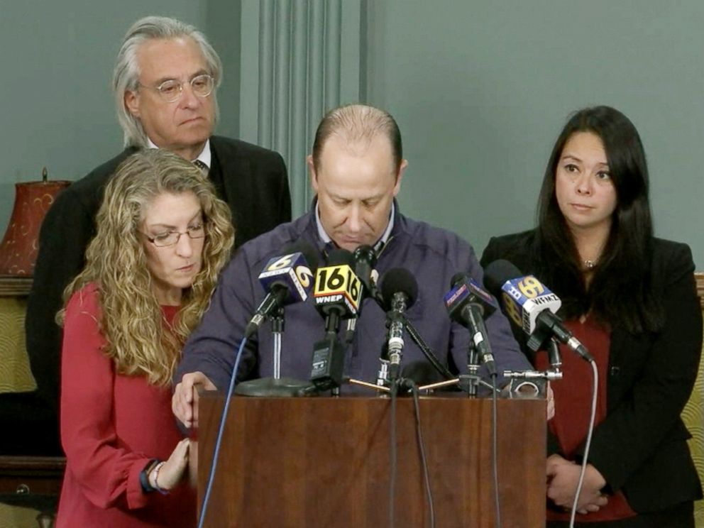 PHOTO: Tim Piazzas parents, Jim and Evelyn Piazza, at a press conference, Nov. 13, 2017.