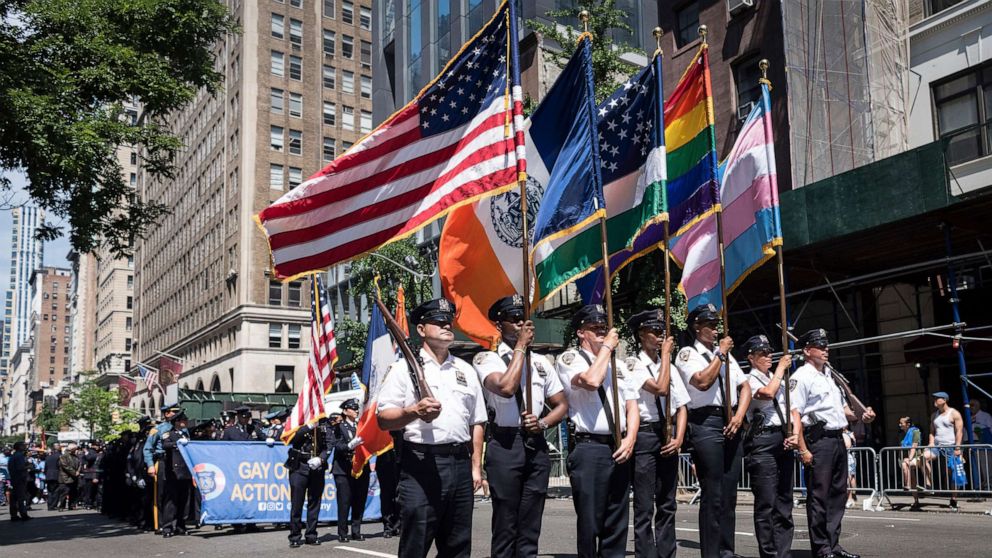 PHOTO: NYPD Color Guard, June 30, 2019, a few million onlookers from all over the world lined the streets in Manhattan to celebrate the 50th Anniversary of the Stone Wall Riots.
