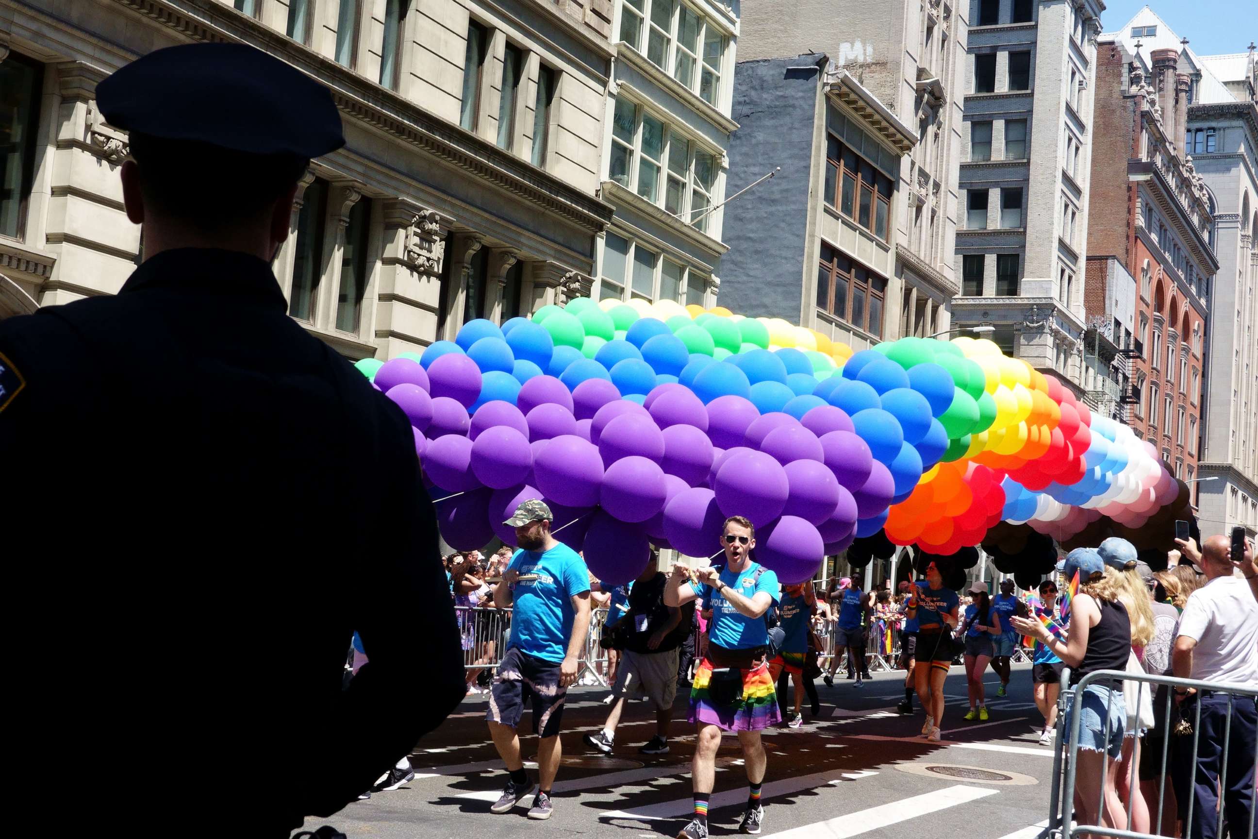 PHOTO: A police officer on duty during a pride event in New York City, June 26, 2022.