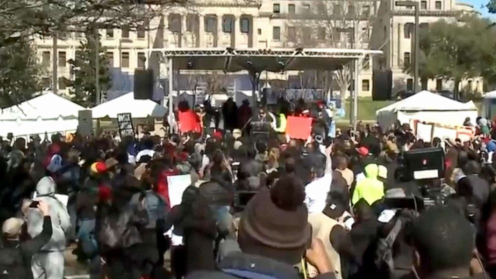 PHOTO: People attend a prison reform rally in Jackson, Mississippi, Jan. 24, 2020.