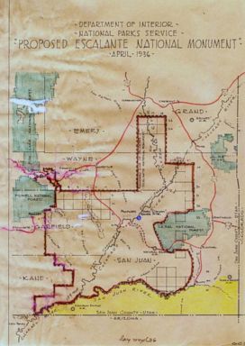 PHOTO: 1936 map of the proposed Escalante National Monument