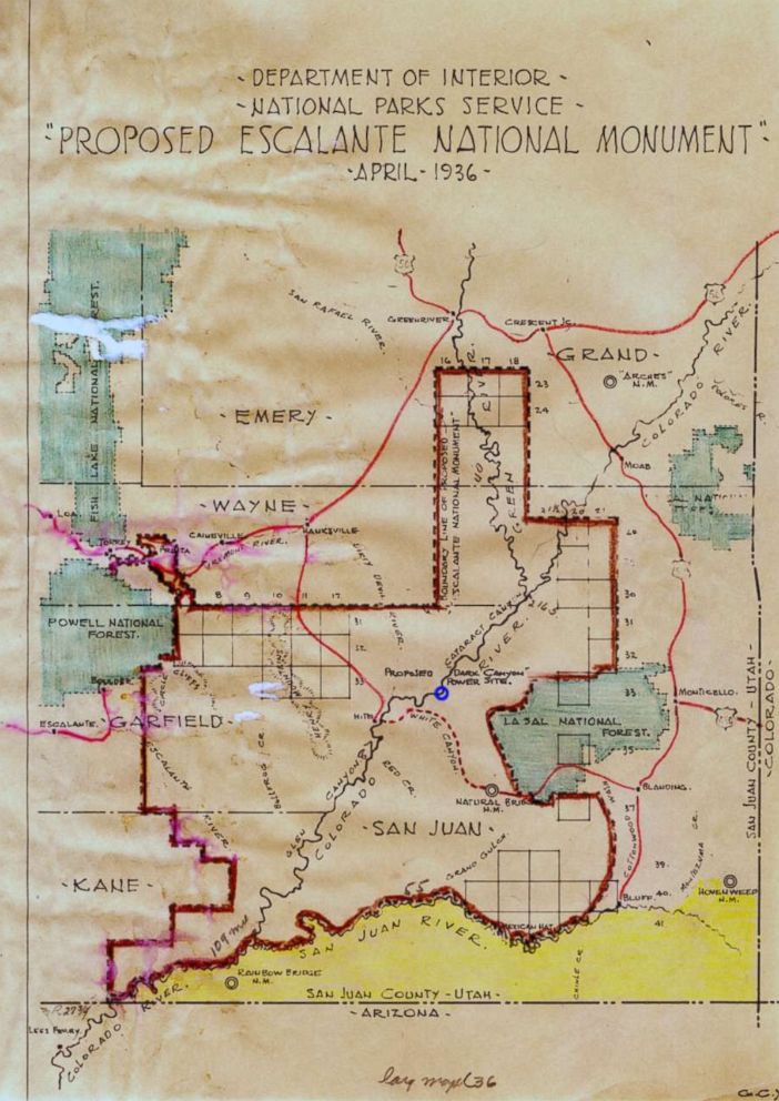 PHOTO: 1936 map of the proposed Escalante National Monument