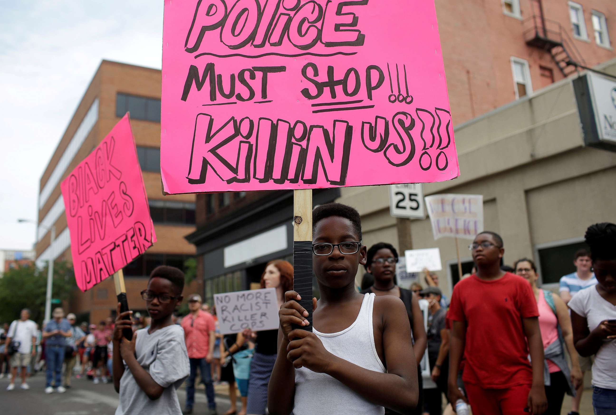 PHOTO: People continue to march after the not guilty verdict in the murder trial of Jason Stockley, a former St. Louis police officer, charged with the 2011 shooting of Anthony Lamar Smith, who was black, in St. Louis, Sept. 17, 2017. 