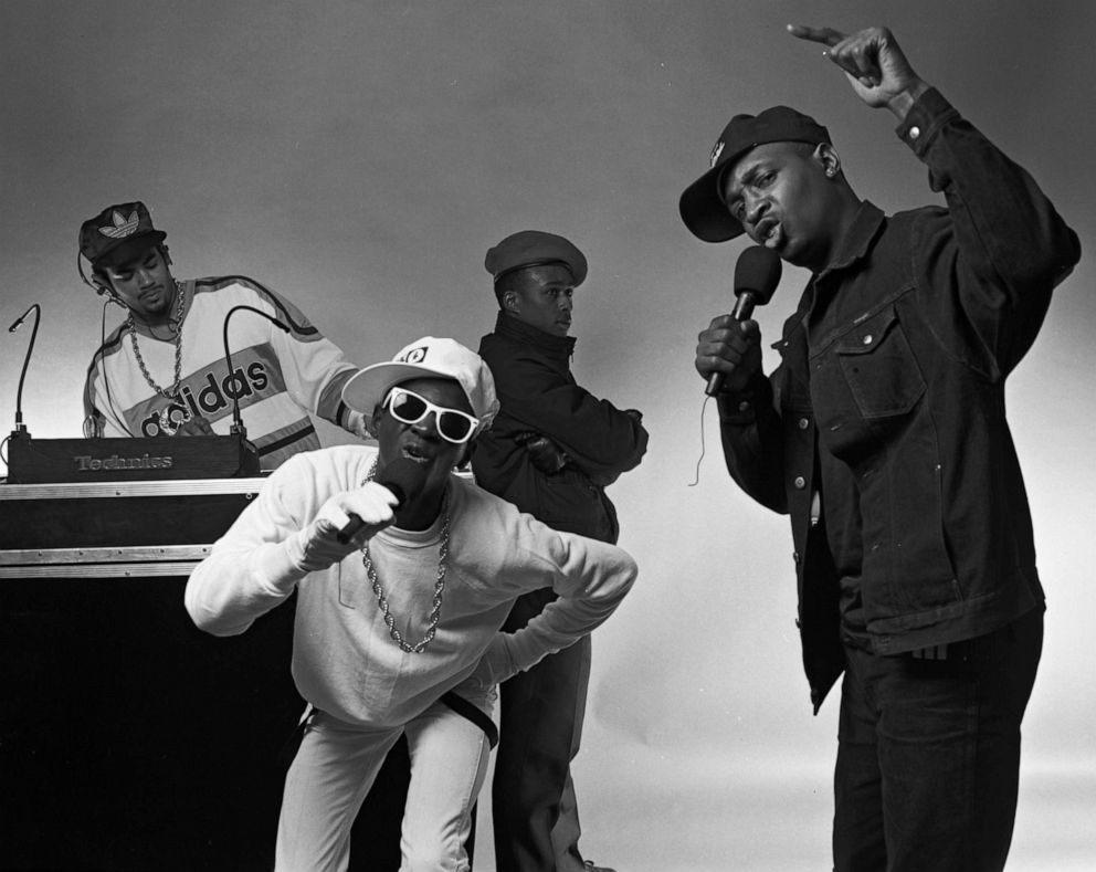 PHOTO: Chuck D, Flavor Flav and Terminator X, members of the hip hop group Public Enemy, photographed on May 1, 1987.