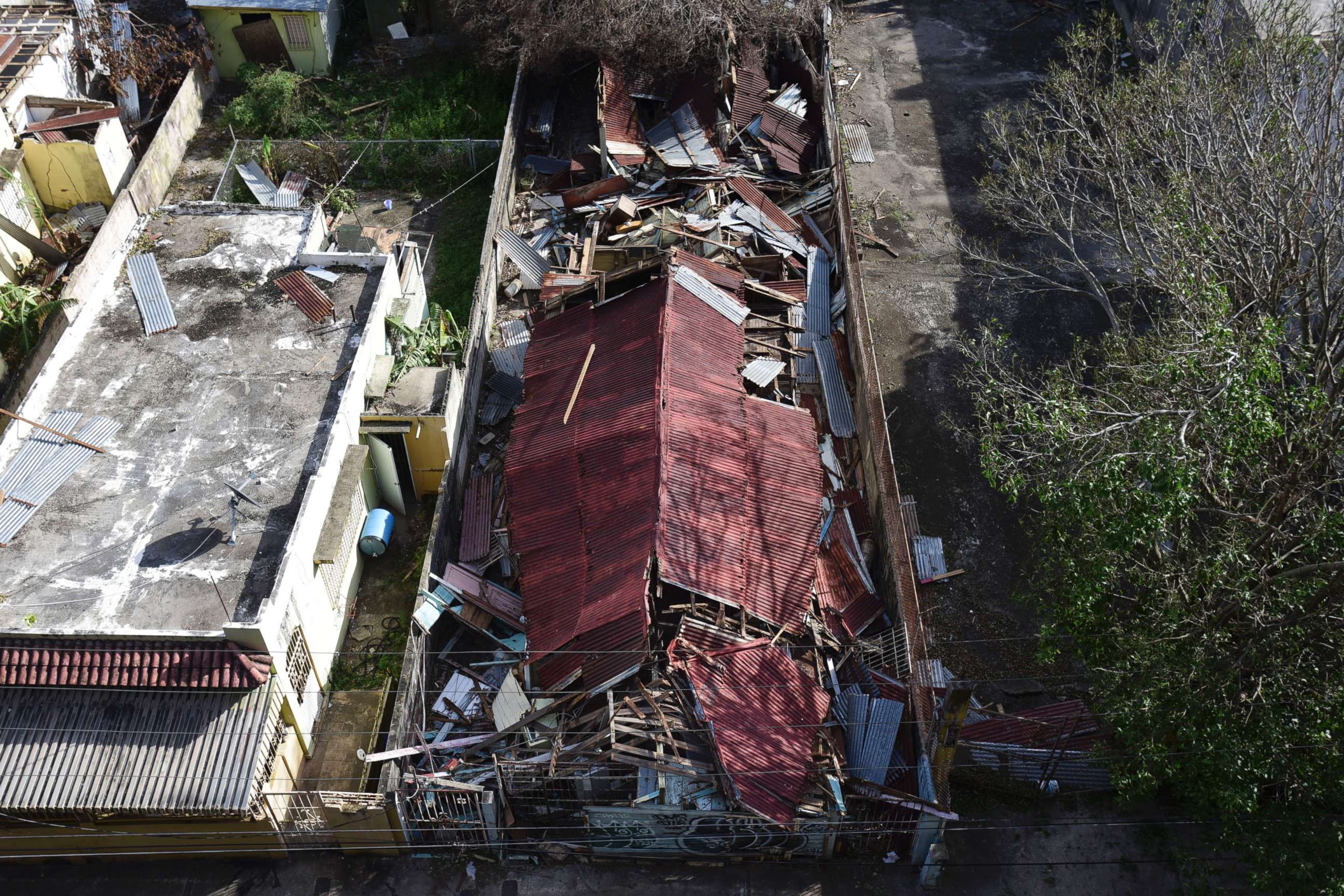 PHOTO: A destroyed building in the of El Gandul Community in Santurce is seen after Hurricane Maria, in San Juan, Puerto Rico, Sept. 25, 2017. 