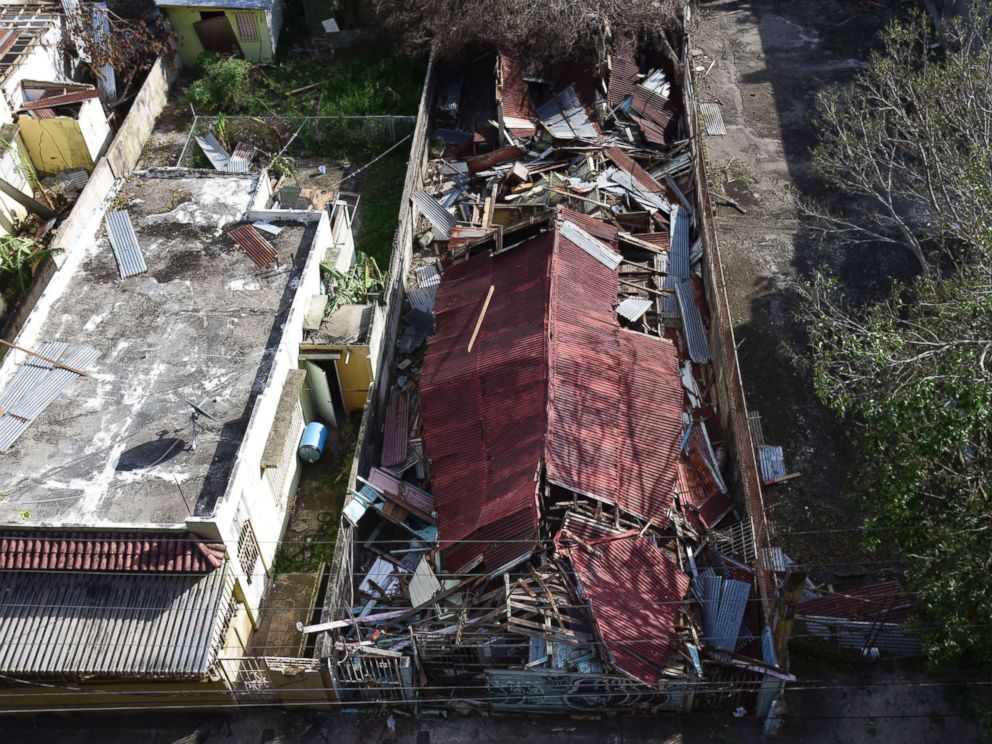 PHOTO: A destroyed building in the of El Gandul Community in Santurce is seen after Hurricane Maria, in San Juan, Puerto Rico, Sept. 25, 2017.