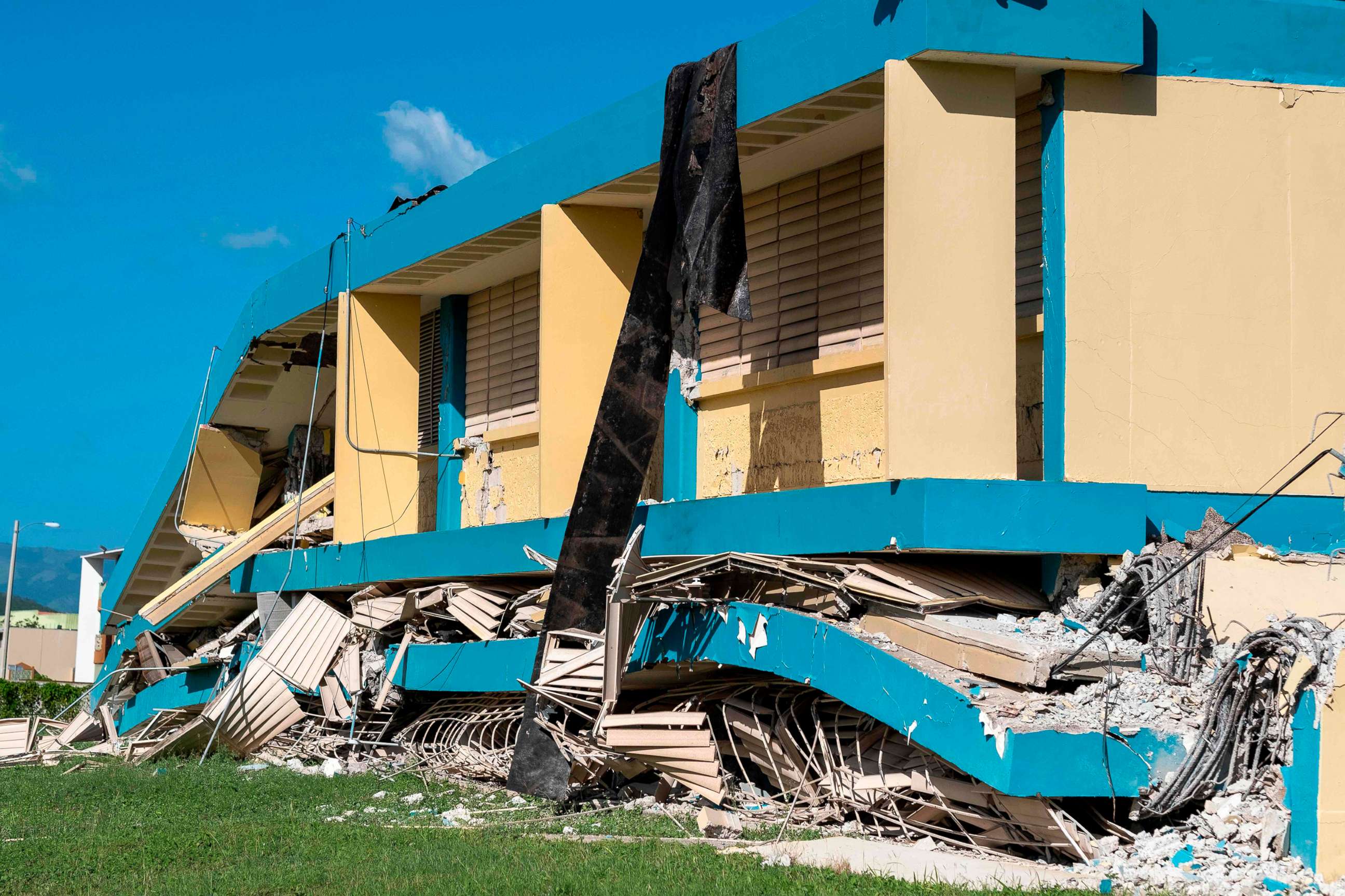 PHOTO: The Agripina Seda school is seen destroyed after an earthquake hit the island in Guanica, Puerto Rico, Jan. 11, 2020. 