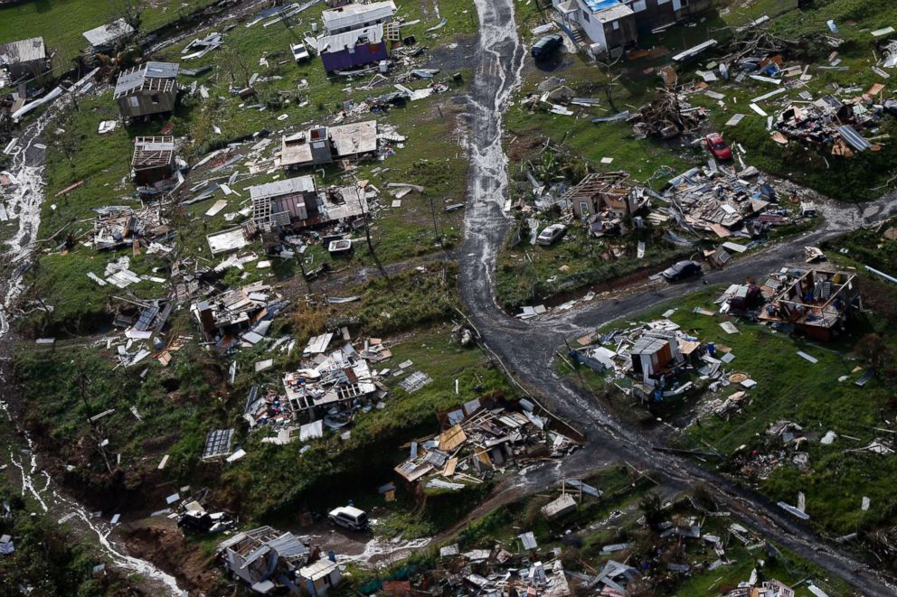 PHOTO: Destroyed communities are seen in the aftermath of Hurricane Maria in Toa Alta, Puerto Rico, Sept. 28, 2017. 