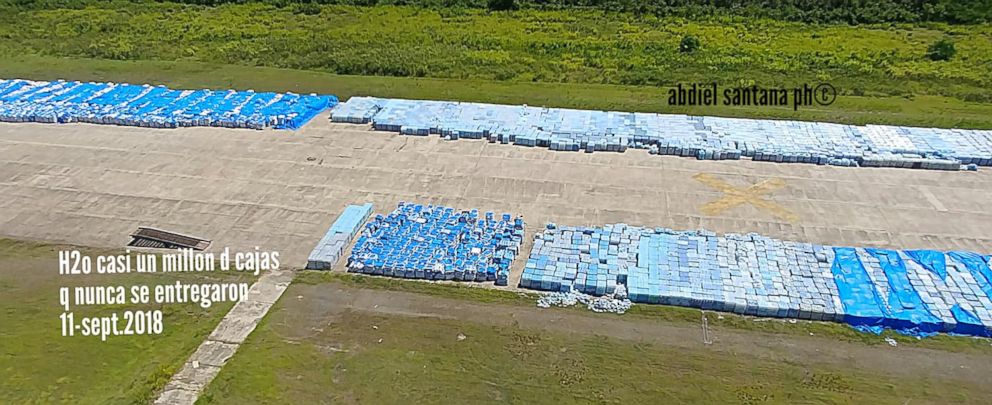 PHOTO: Thousands of water bottles left on an naval base tarmac in Ceiba, Puerto Rico that were meant for Hurricane Maria survivors.