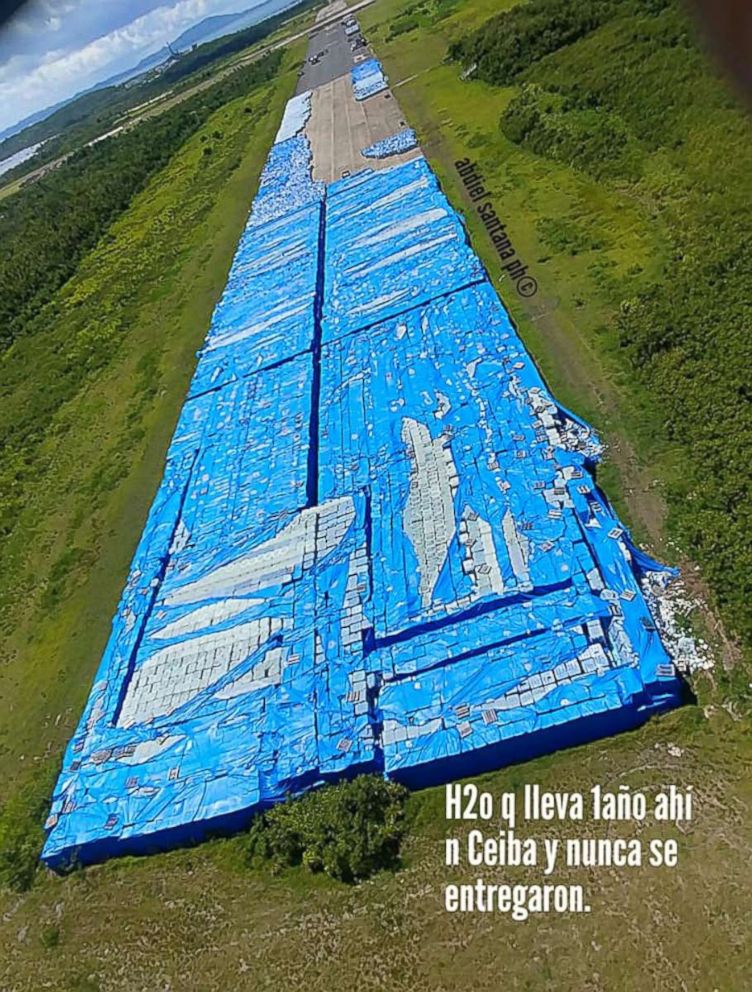 PHOTO: Thousands of water bottles left on an naval base tarmac in Ceiba, Puerto Rico that were meant for Hurricane Maria survivors.