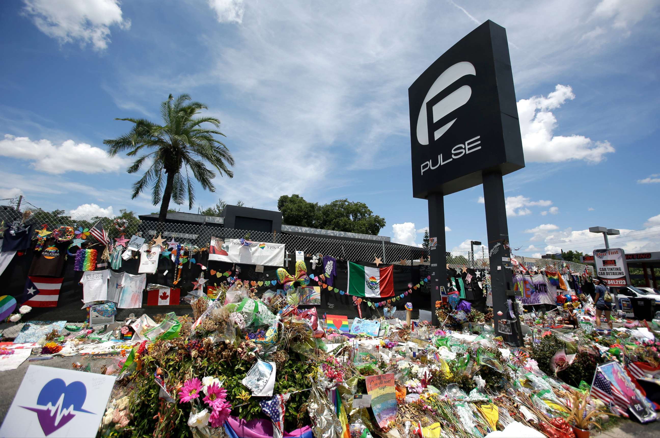 PHOTO: A makeshift memorial is seen outside the Pulse nightclub, a month after the mass shooting in Orlando, Fla., July 11, 2016.