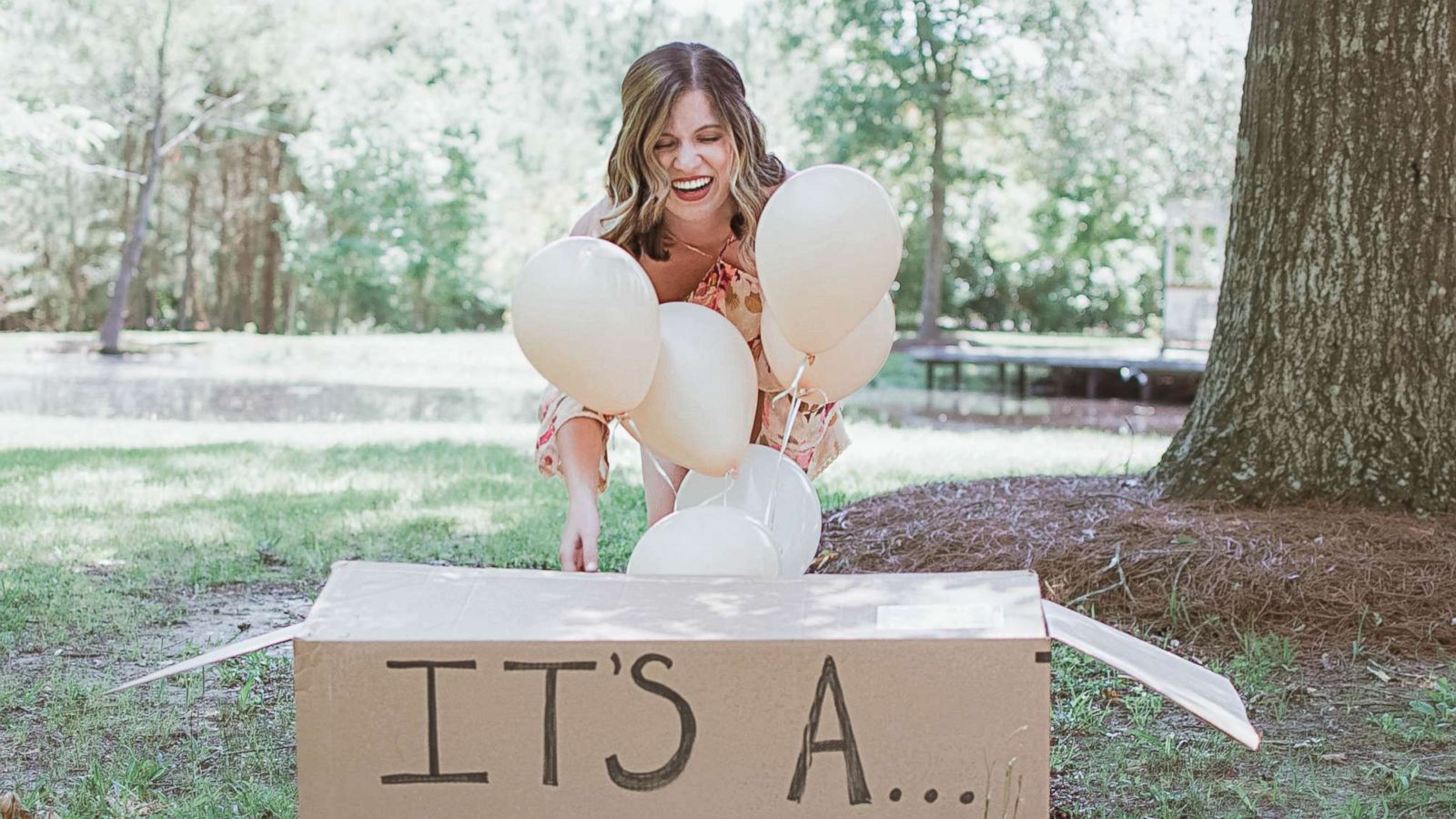 PHOTO: Joy Stone, 25, of Melissa, Texas, was photographed with her new dog in a gender-reveal-style photo shoot.