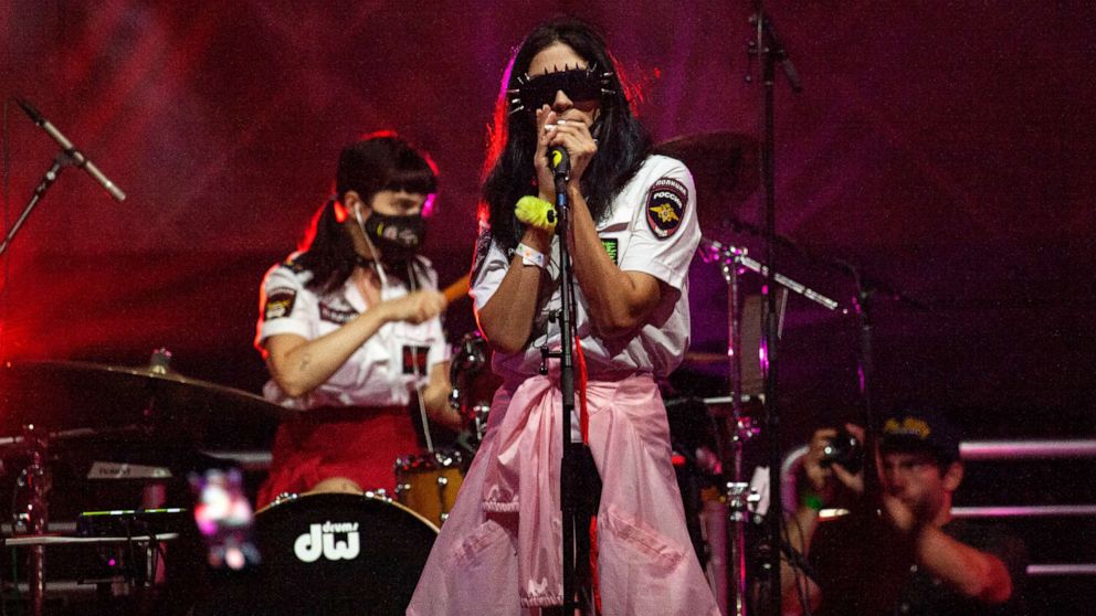 PHOTO: Pussy Riot performs onstage during a music festival at Avant Gardner on June 28, 2019, in Brooklyn, New York.