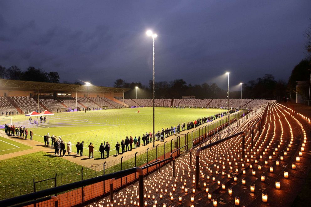 PHOTO: A total of 20,000 candles are lit in Herne, Germany, November 20, 2022 in Herne, Germany to commemorate what organizers of the event are citing as the deaths of thousands of workers employed in building the stadiums for the tournament in Qatar have lost their lives.