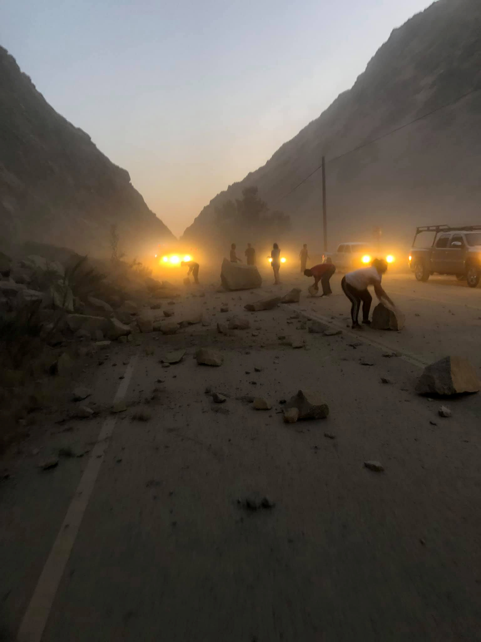 PHOTO: Aftermath of a rockslide caused by the earthquake in Kern County, Calif., July 5, 2019, in this picture obtained from social media. 