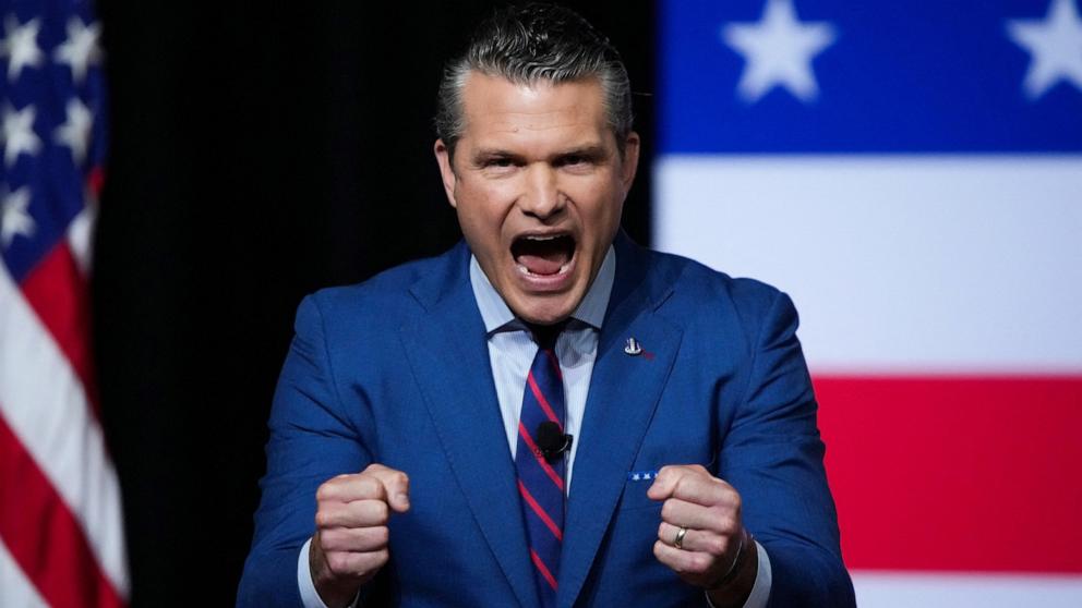 PHOTO: Secretary of War Pete Hegseth speaks to senior military leaders at Marine Corps Base Quantico, Virginia, September 30, 2025.