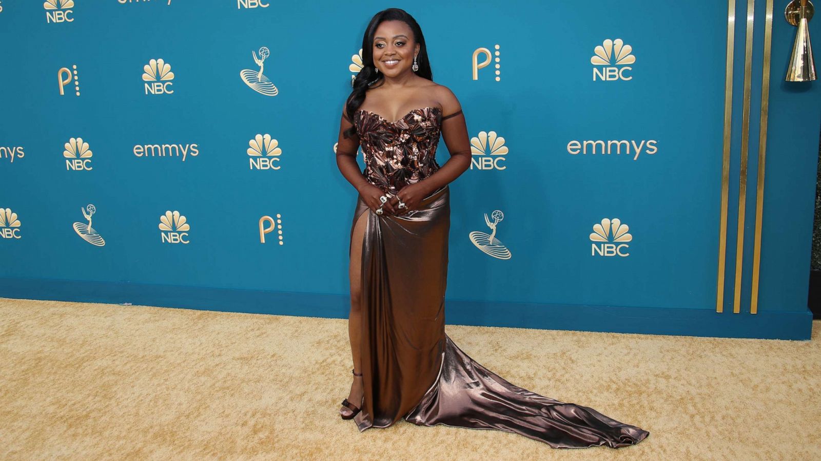 PHOTO: Quinta Brunson arrives at the 74th Emmy Awards at the Microsoft Theater in Los Angeles, on Sept. 12, 2022.