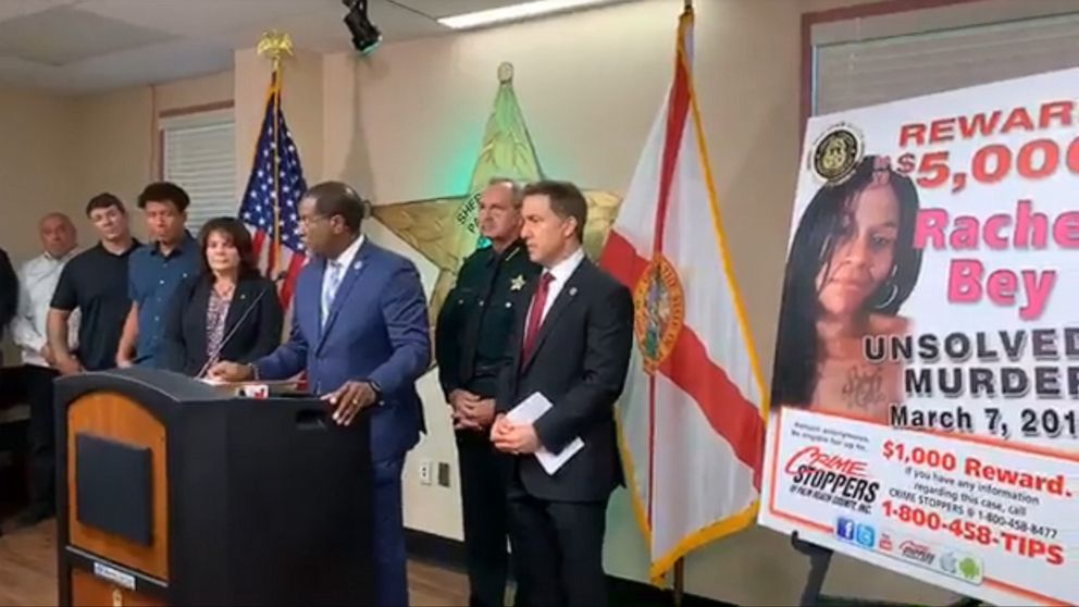PHOTO: Rachel Bey was found strangled to death along a highway in Palm Beach County on March 7, 2016. Authorities announce arrest on Sept. 16. 2019.