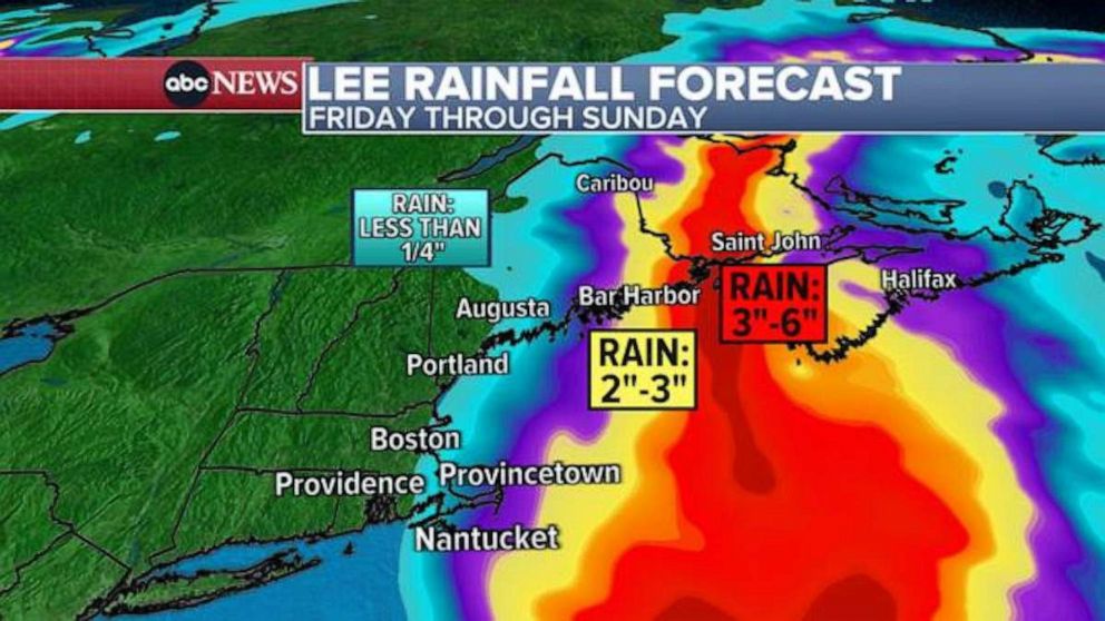 PHOTO: Hurricane Lee rainfall forecast.