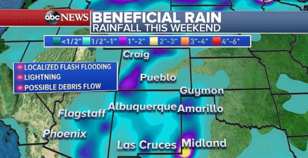 Much-needed rainfall is coming to the Southwest, but flash flooding is possible.