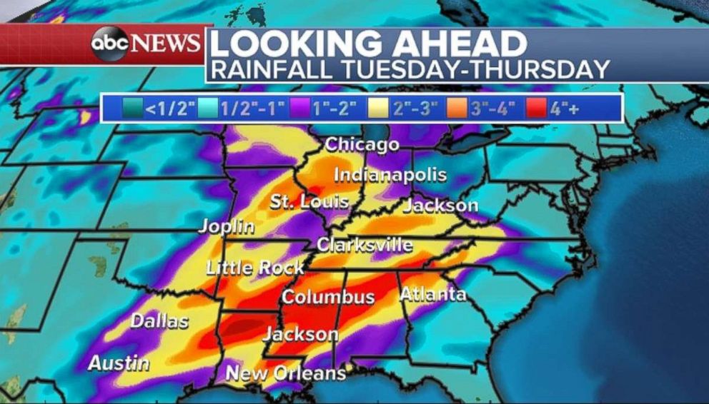 Flooding is possible across much of the South due to heavy rain next week.