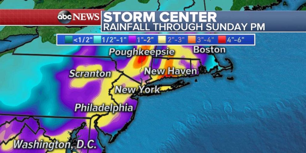 Rainfall totals in the Northeast could be over 2 inches across much of the region this weekend.
