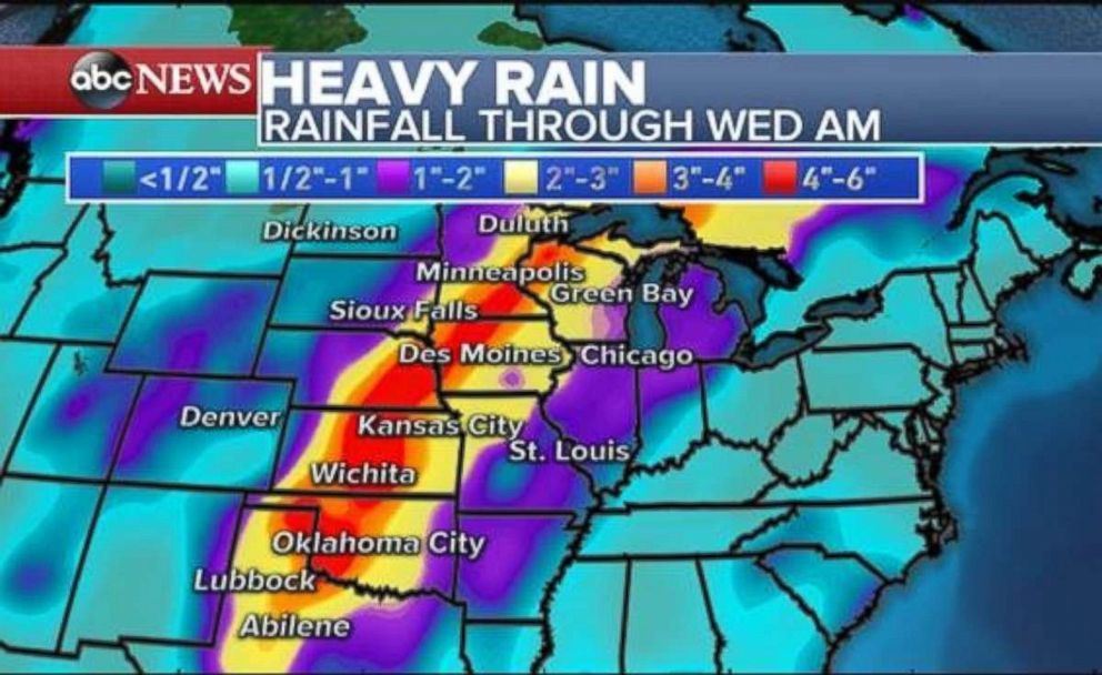 PHOTO: Total precipitation will be highest in the Great Plains and in Minnesota and Wisconsin.