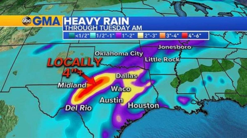 PHOTO: Heavy rain is expected over the next two days in Texas.