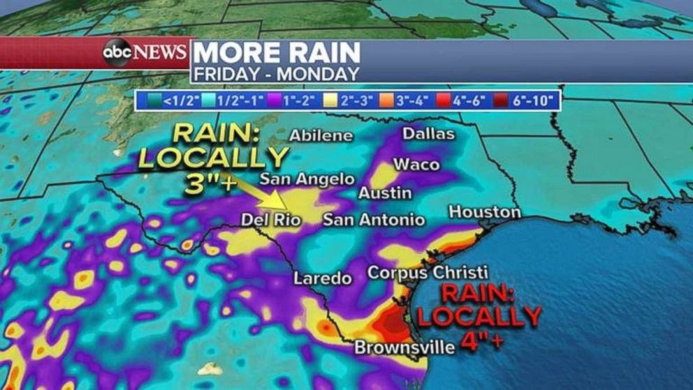 PHOTO: Rainfall will continue through the weekend in Texas.