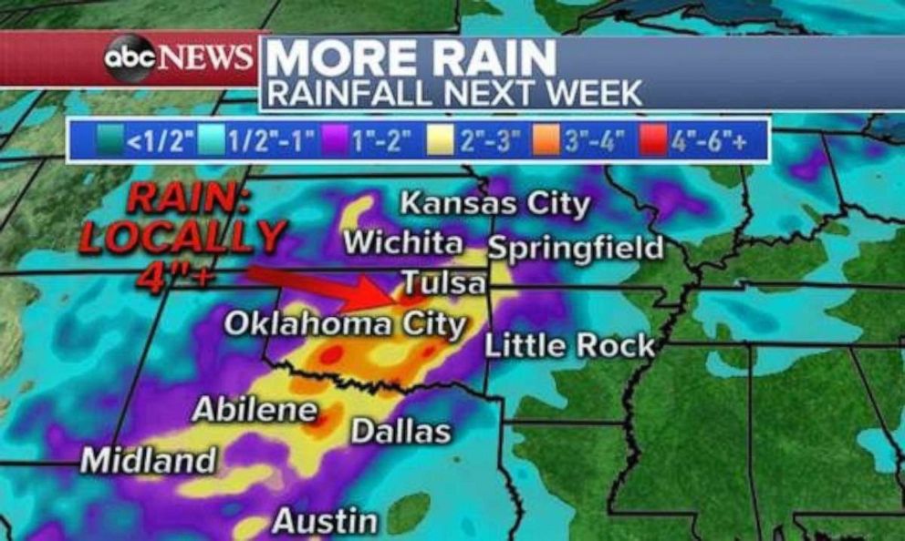PHOTO: Heavy rain will fall in Oklahoma over the next week.