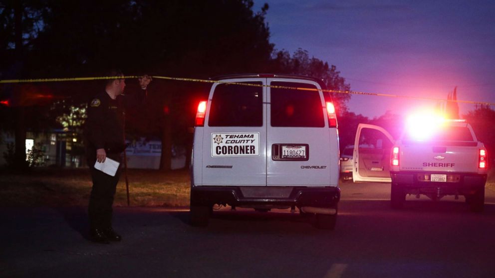 PHOTO: A Tehama County Coroner's van enters the Rancho Tehama Elementary school grounds after a shooting on Nov. 14, 2017, in Rancho Tehama, Calif.
