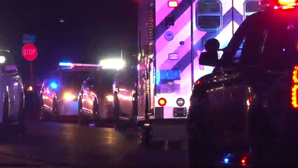 PHOTO: Police and emergency crews respond to a shooting during the filming of a rap music video in Houston, Dec. 27, 2019.