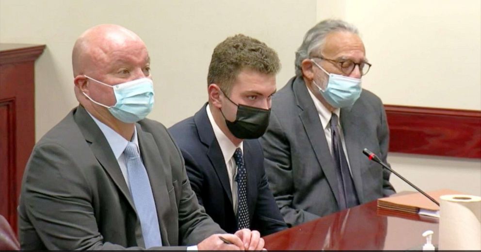 PHOTO: Christopher Belter, who pleaded guilty to rape and sex abuse in 2019,  appears in court and is sentenced to eight years probation in Lewiston, N.Y., Nov. 18, 2021. 