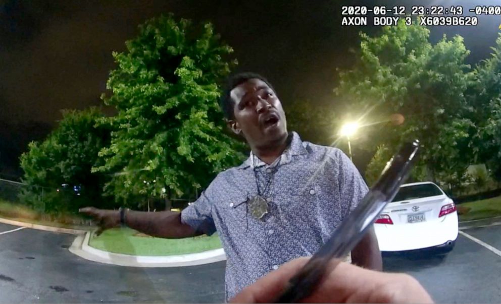 PHOTO: Frame grab from police camera footage of the arrest of Rayshard Brookes by Atlanta Police, June 13, 2020.