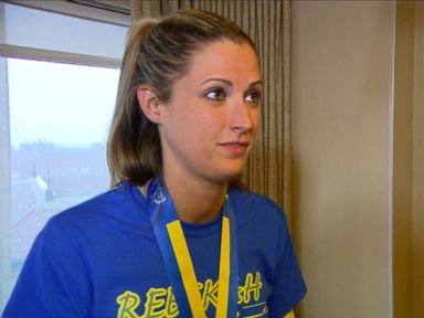 VIDEO: Rebekah Gregory ran 26.2 miles on a prosthetic after losing her leg following the Boston Marathon bombing.