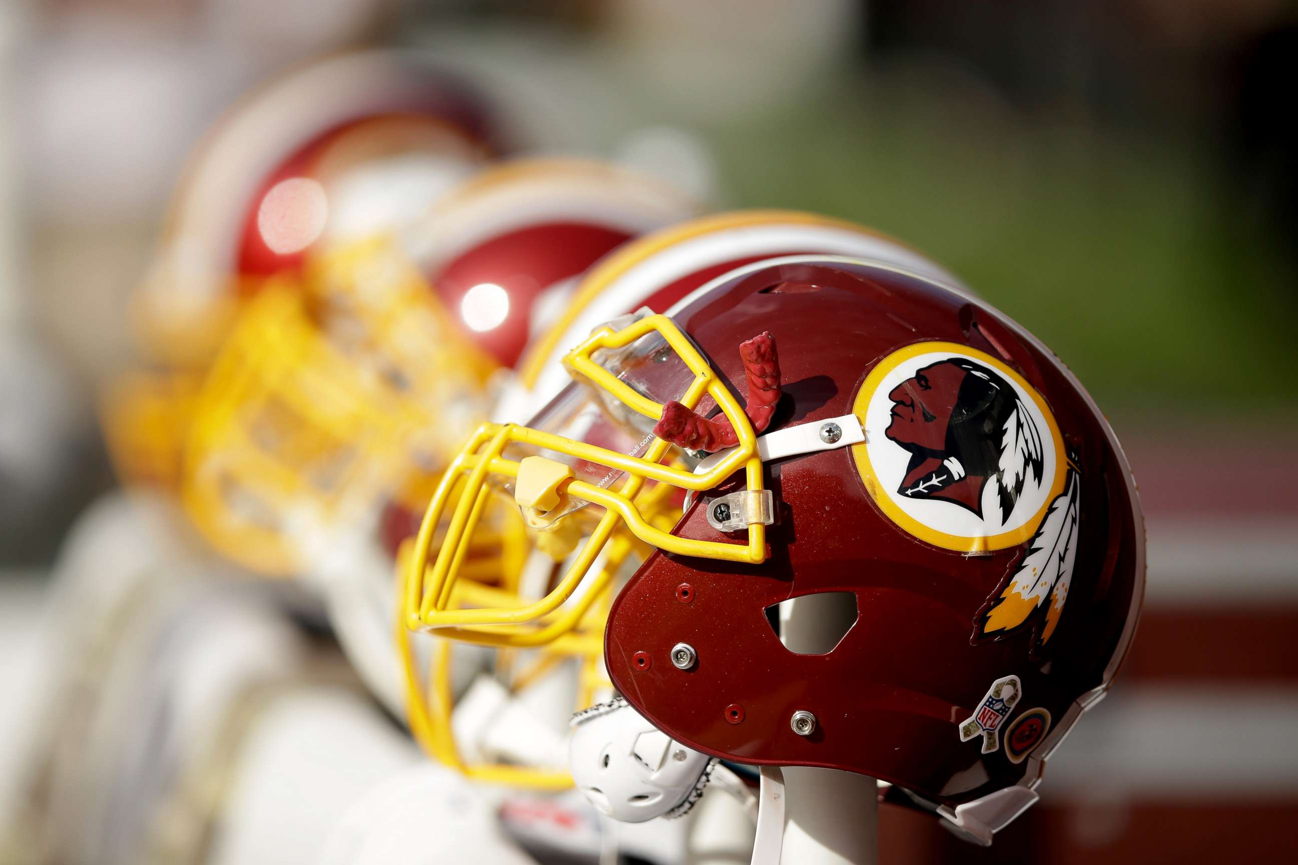 PHOTO: Washington Redskins helmets, Nov. 23, 2014, in Santa Clara, Calif.