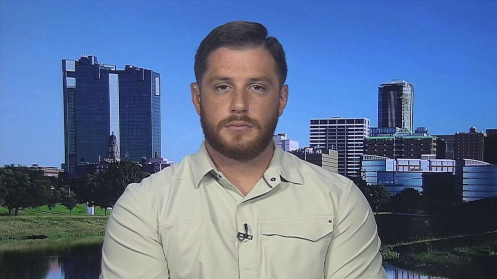 PHOTO: Former U.S. Marine Trevor Reed, who was convicted in 2019 in Russia and released in exchange for Russian pilot Konstantin Yaroshenko, talks with ABC News, July 28, 2022.