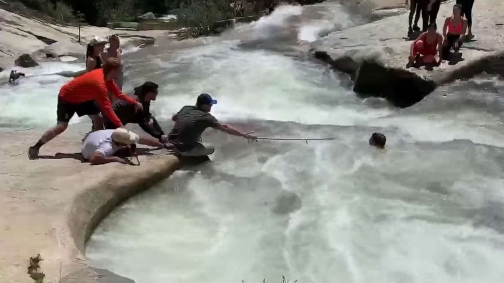 PHOTO: Off-duty California Highway Patrol Officer Brent Donley with the help of other good Samaritans helped rescue a man at Angel Falls in California, May 9, 2020.