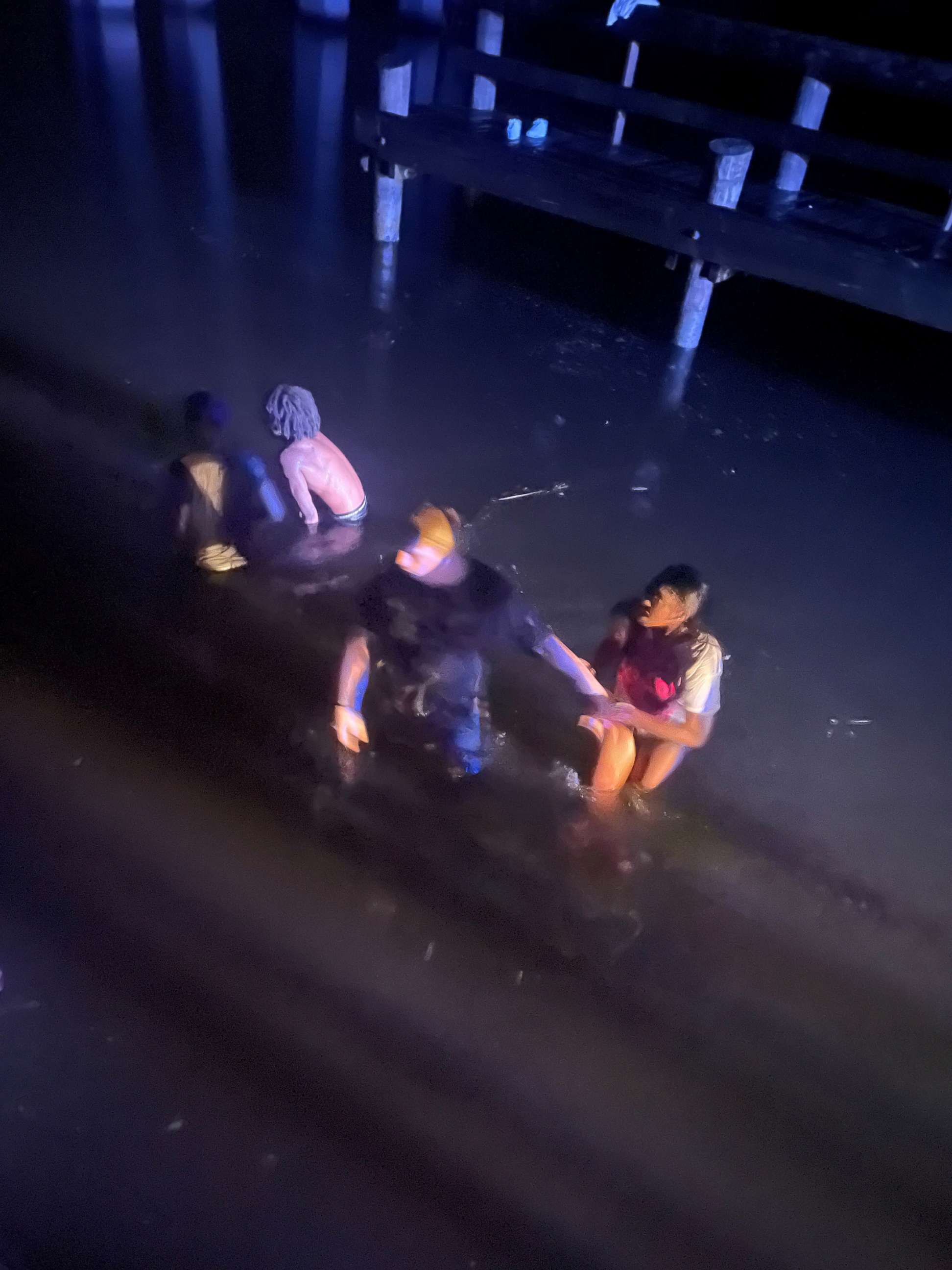 PHOTO: A teenager helped rescue three people whose car drove off a boat launch into the Pascagoula River, as well as a police officer who responded to the scene, on July 3, 2022, in Moss Point, Miss.