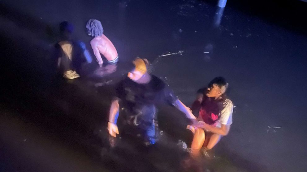 PHOTO: A teenager helped rescue three people whose car drove off a boat launch into the Pascagoula River, as well as a police officer who responded to the scene, on July 3, 2022, in Moss Point, Miss.