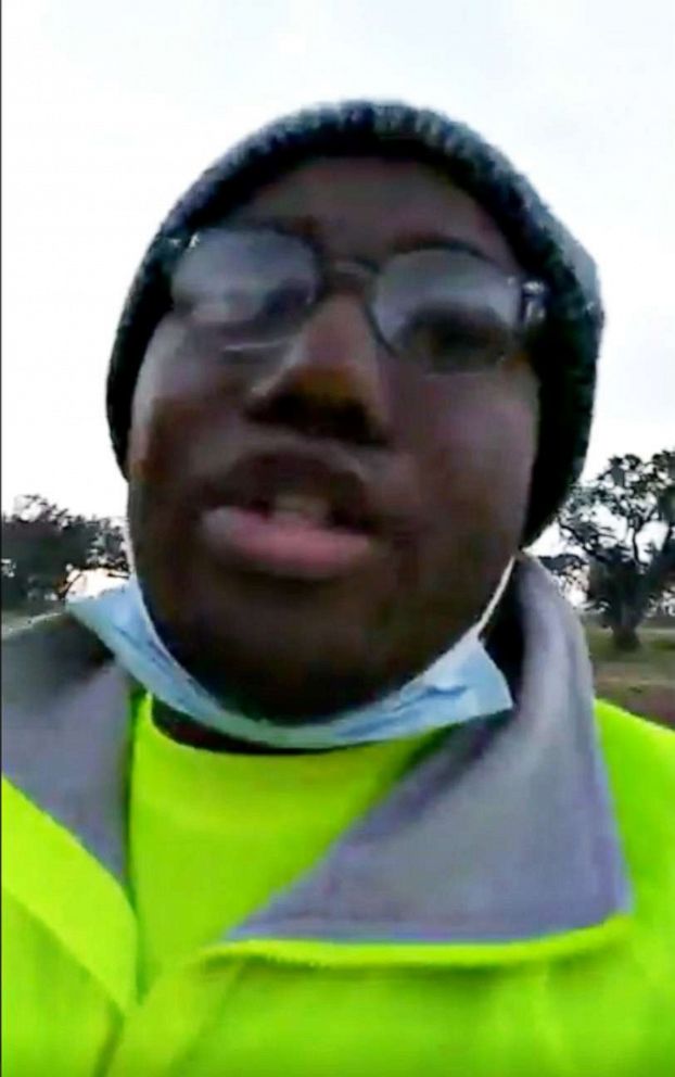 PHOTO: Pelican Waste & Debris worker Dion Merrick is seen in a Facebook Live video he posted on Sunday, February 8, 2021, after spotting a car detailed in an Amber Alert.