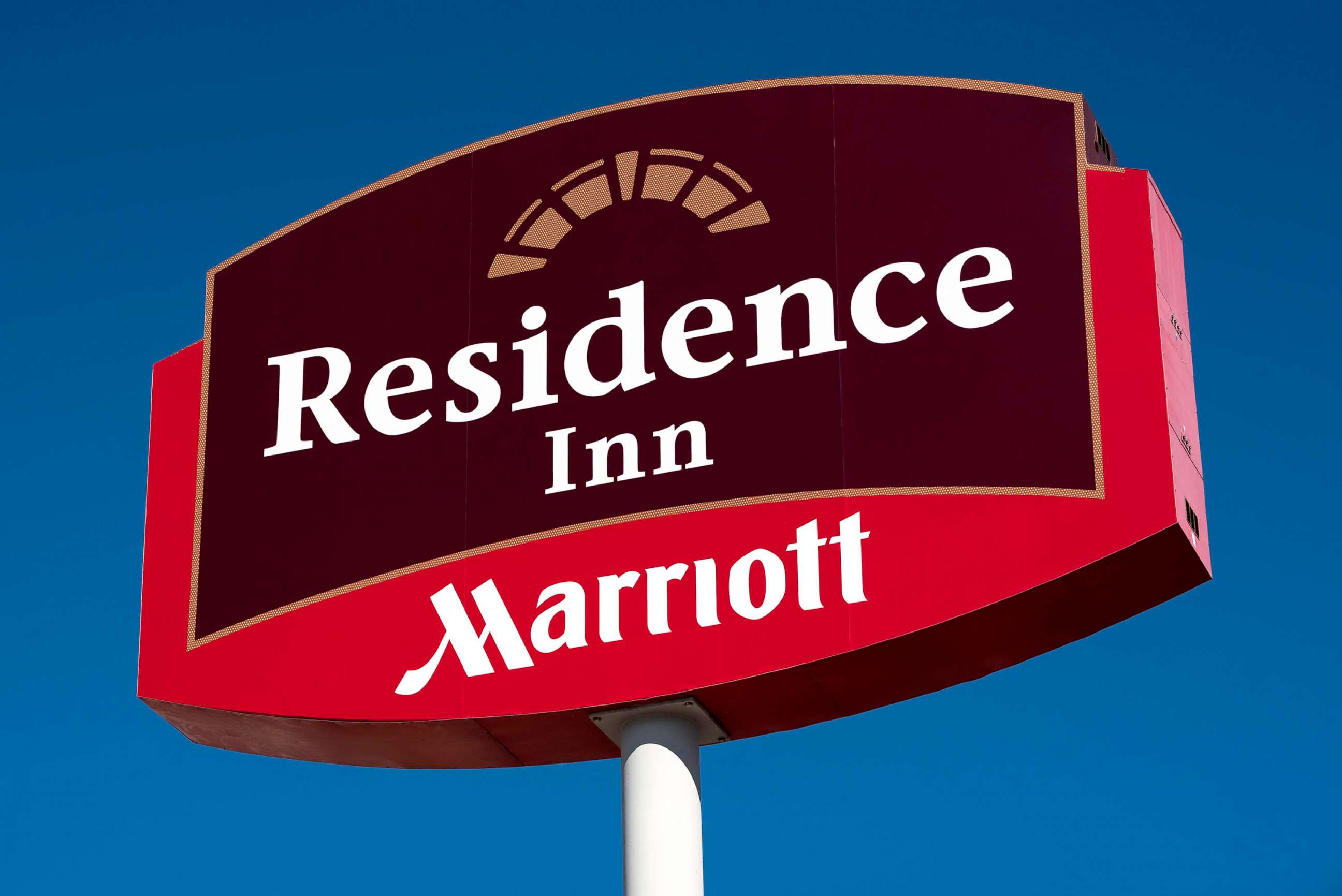 PHOTO: In this March 15, 2019, file photo, as sign for a Marriott Hotels Residence Inn in Las Vegas is shown.