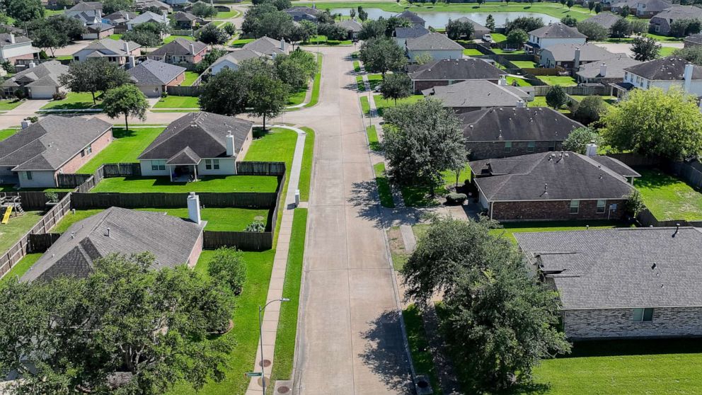 PHOTO: In tis Sept. 15, 2022, file photo, homes are seen in a residential neighborhood in Pearland, Texas.