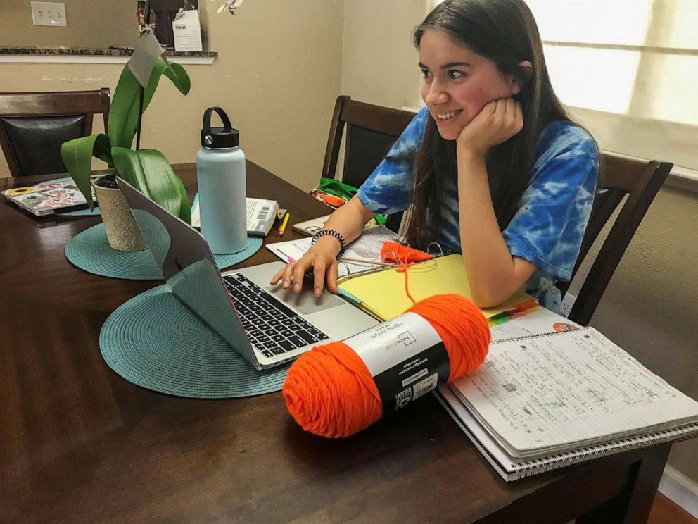 PHOTO: Zoe Isabella Rosales, 18, attends a medical careers class via Zoom at her home in Yuba City, Calif., on April 29, 2021.