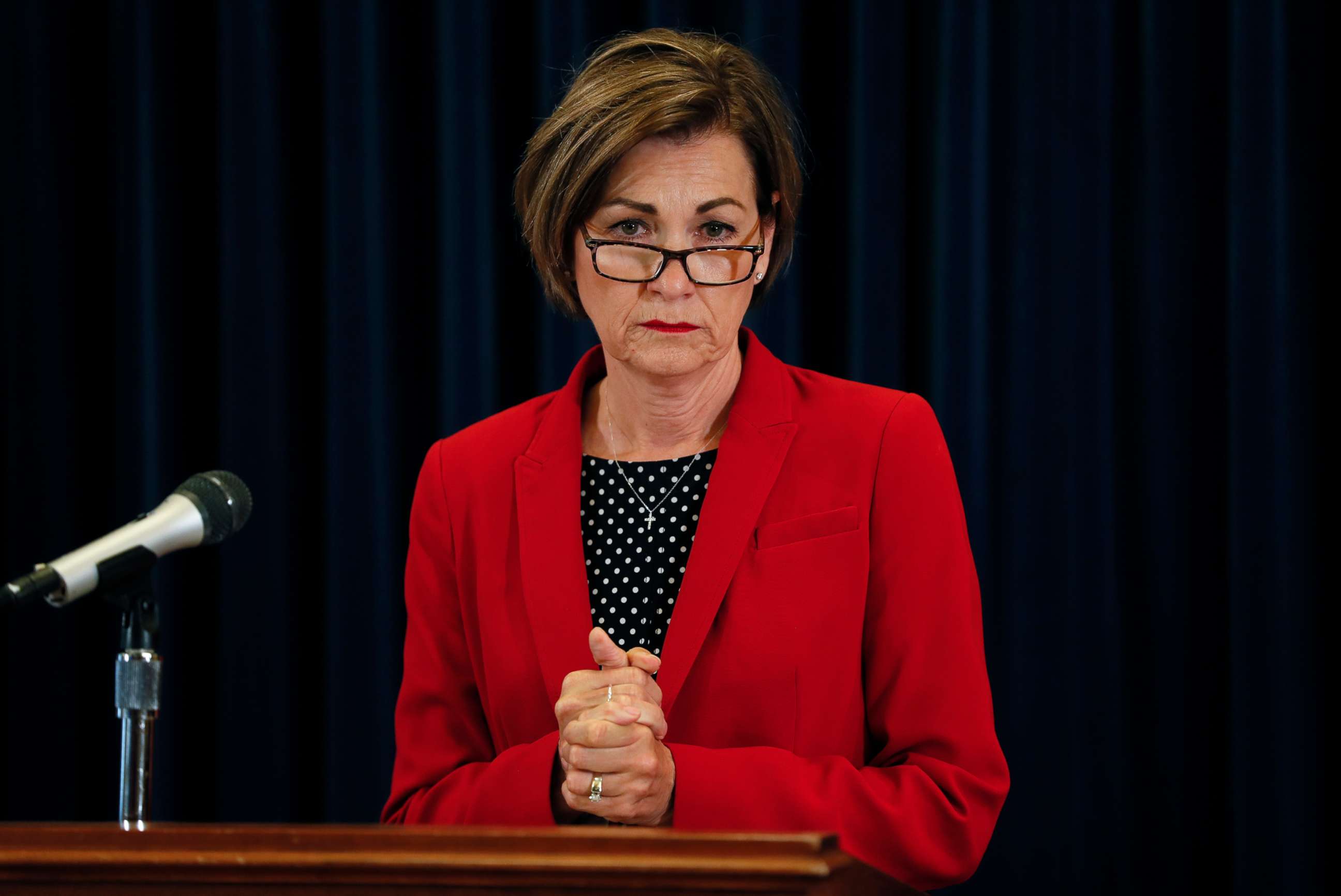 PHOTO: Iowa Gov. Kim Reynolds updates the state's response to the coronavirus outbreak during a news conference at the Statehouse, June 2, 2020, in Des Moines, Iowa.